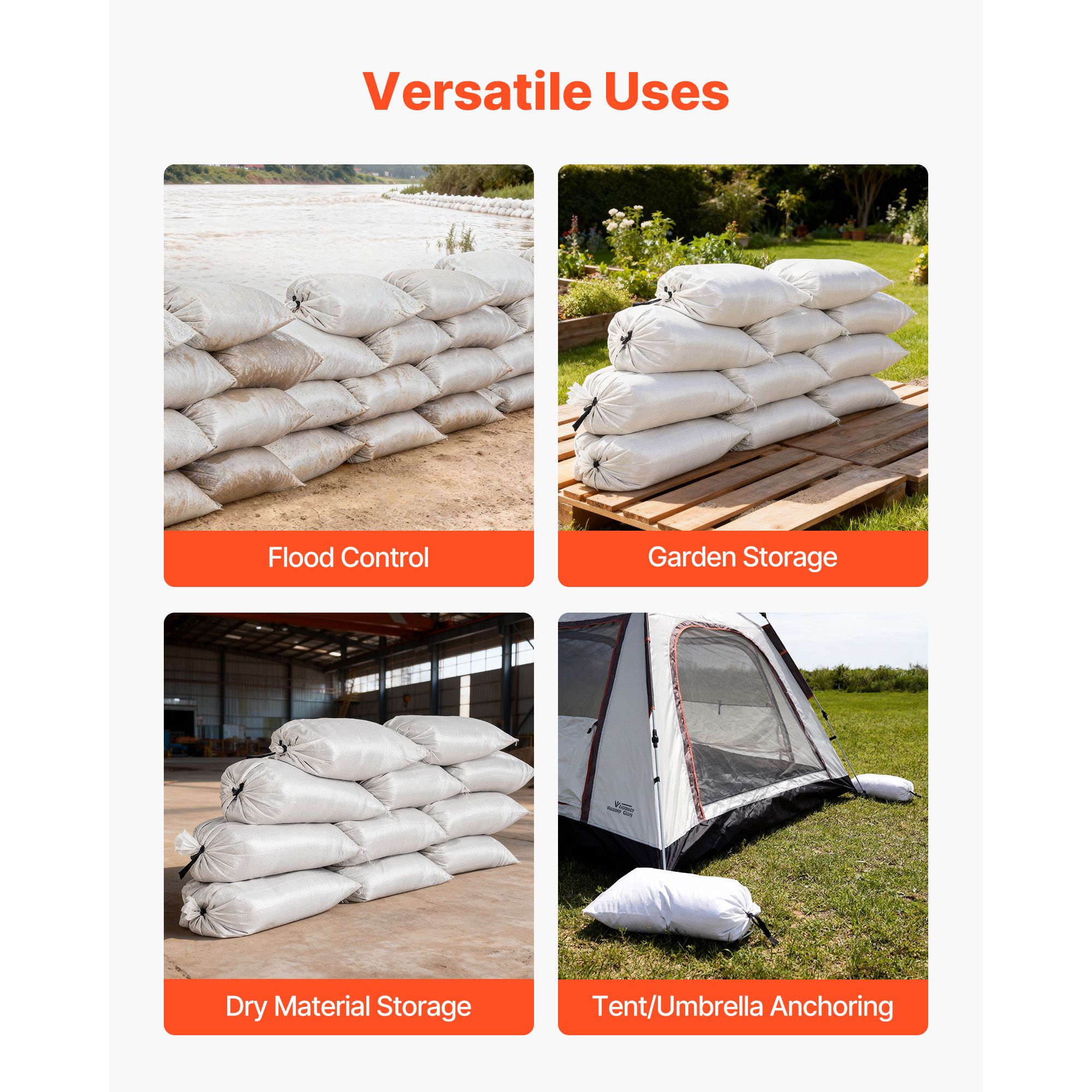 Empty Sandbags, 100 Packs 16 x - Flood Barrier Bag recension och pris